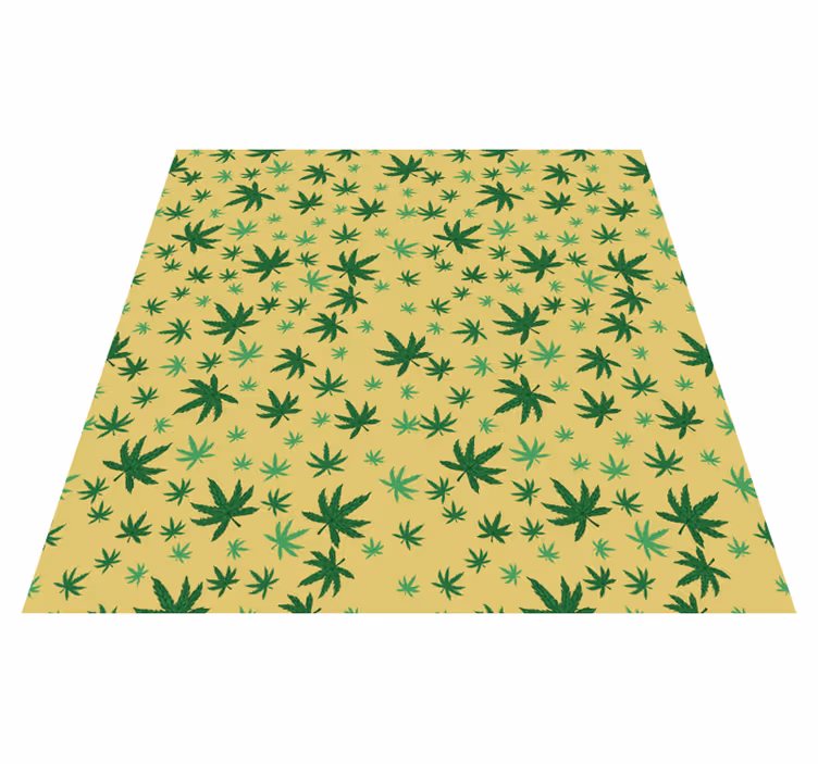 Blomster og planter vinyltæppe uden sømme cannabis mønster - TenStickers