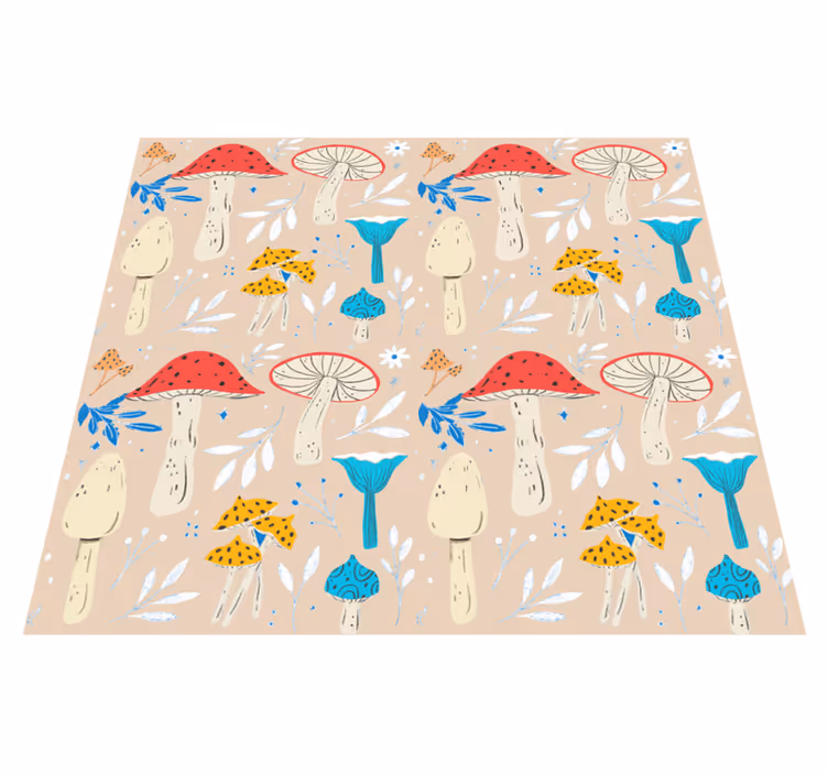 Blomster og planter vinyltæppe klassiske svampe beige - TenStickers