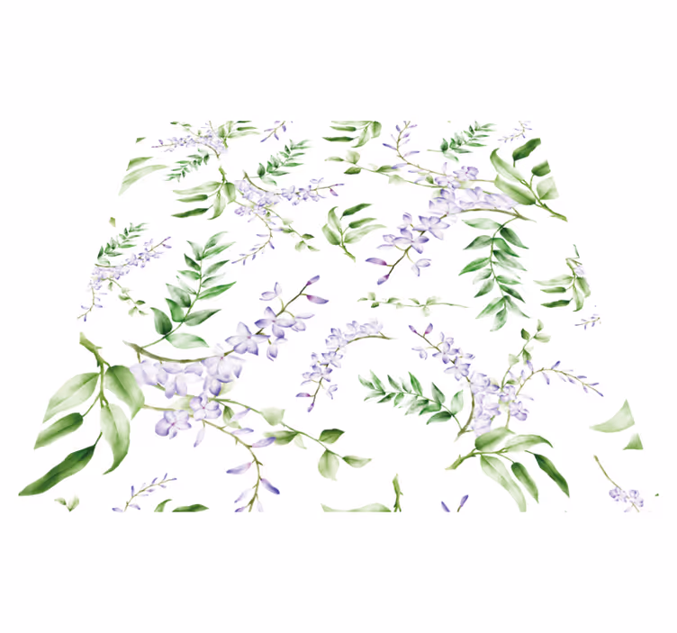Blomster og planter vinyltæppe lavendelmotiv til vindue - TenStickers
