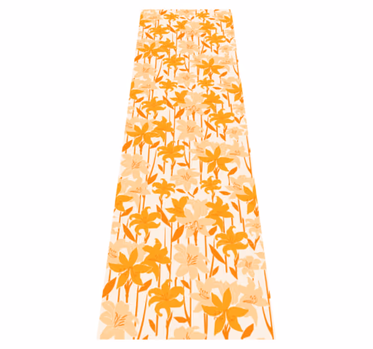 Vinyltæppe til soveværelse med små søde orange blomster - TenStickers
