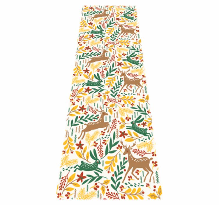 Vinyltæppe til soveværelse med grå hjorte og gule blomster - TenStickers
