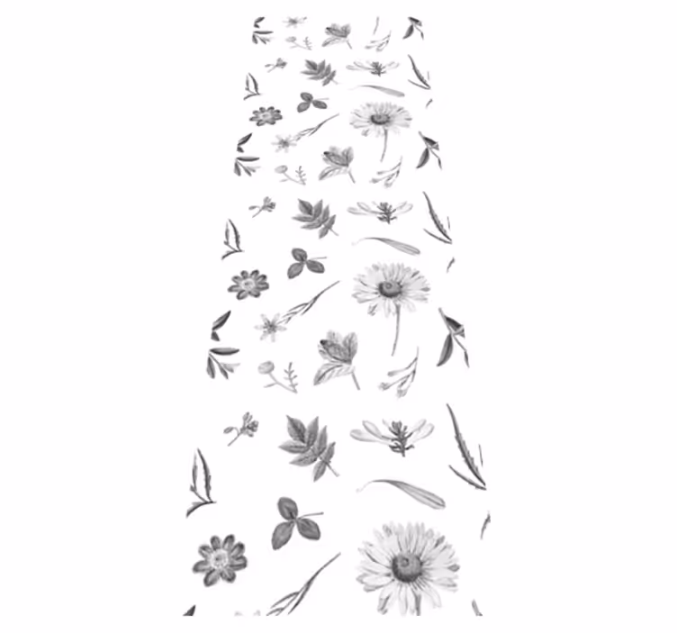 Vinyltæppe til soveværelse med grå forårsblomster - TenStickers