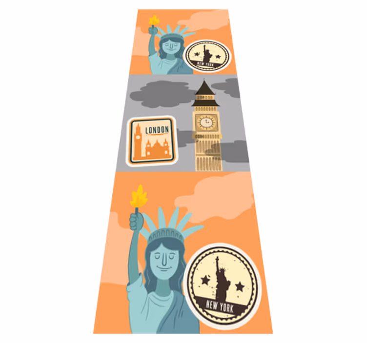 Vinyltæppe til soveværelse nyc og london collage - TenStickers