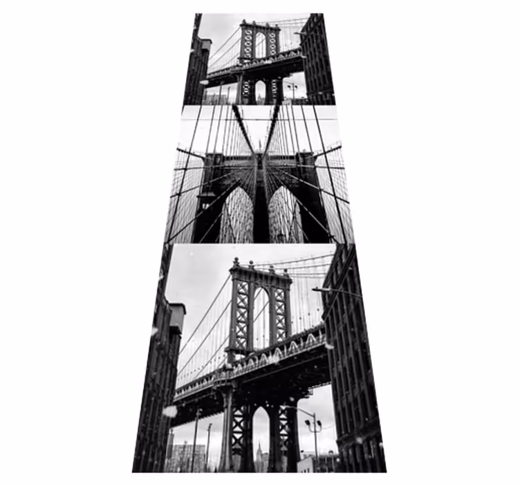 Vinyltæppe til soveværelse brooklyn bridge collage - TenStickers