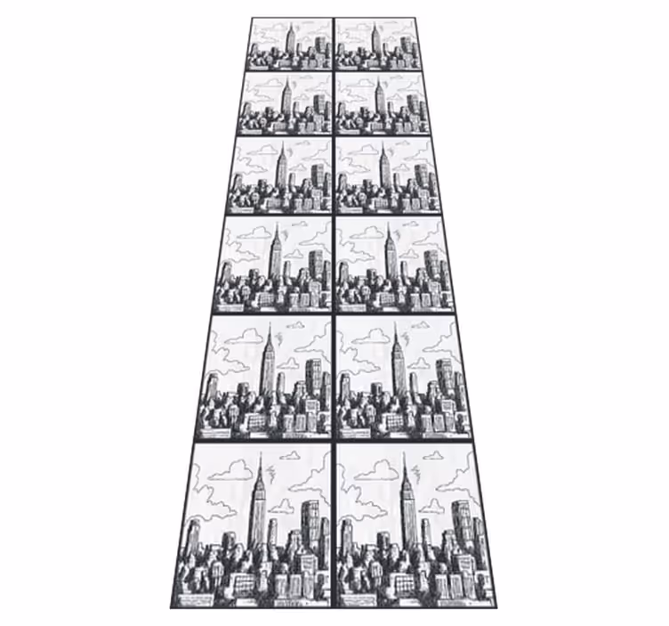 Vinyltæppe til soveværelse nyc skitse collage - TenStickers