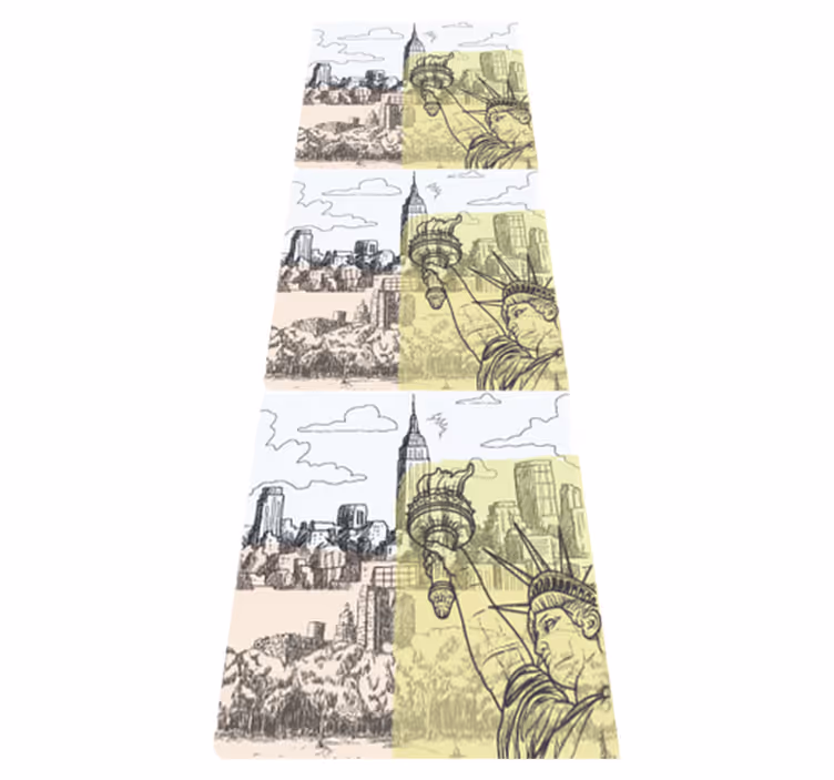 Vinyltæppe til soveværelse med vintage nyc collage - TenStickers