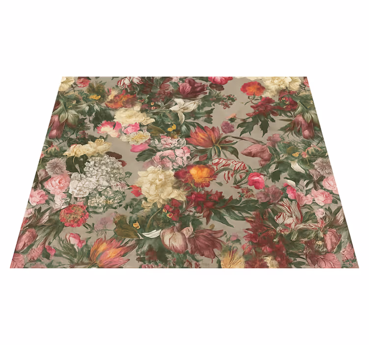 Vinyltæppe til soveværelse med vintage blomster - TenStickers