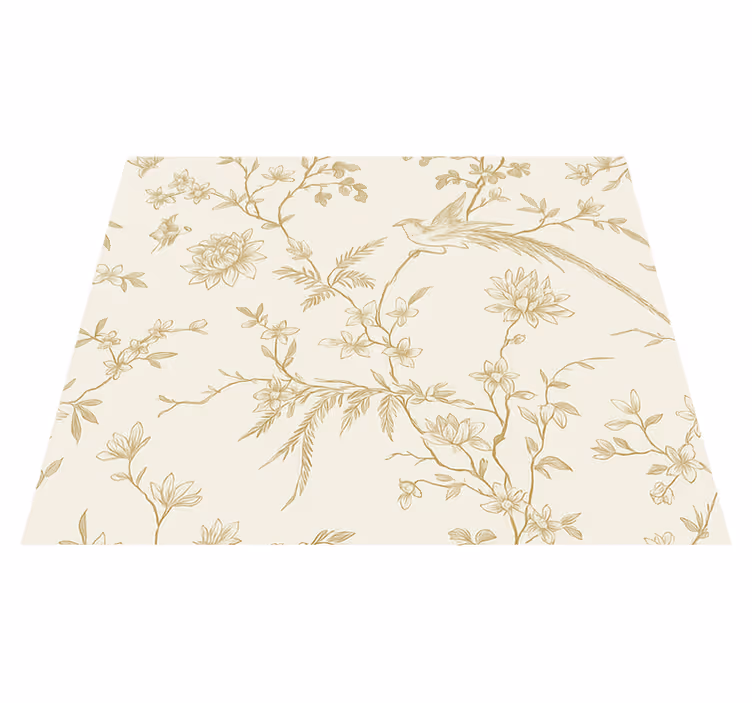 Vinyltæppe til soveværelse med elegant blomstermønster - TenStickers