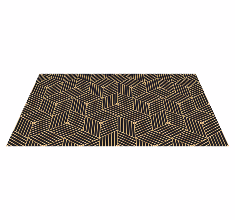 Geometriske vinyl tæppe med gyldent dekormønster - TenStickers