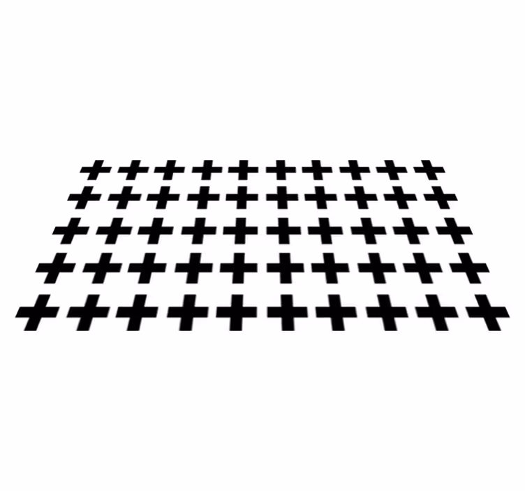 Geometriske vinyl tæppe i sort og hvid kryds - TenStickers