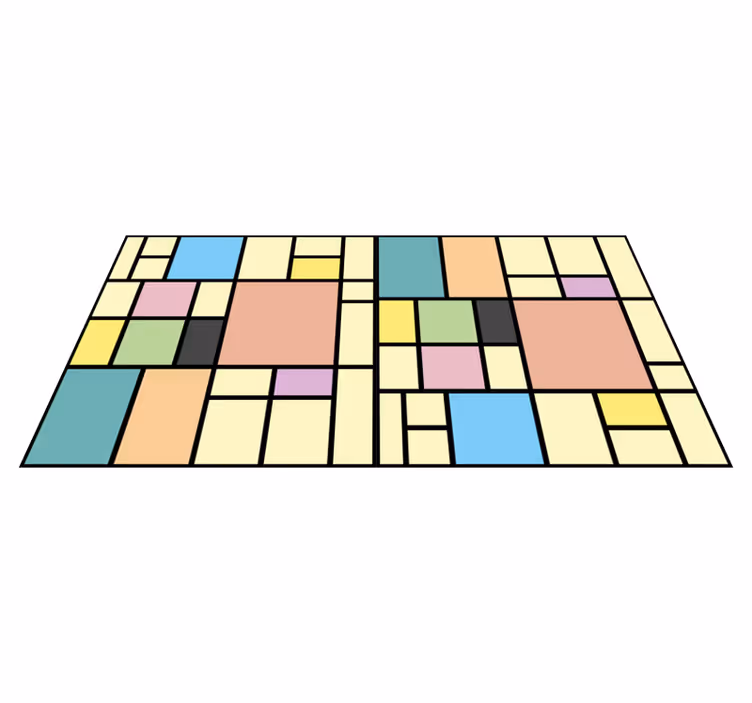 Geometriske vinyl tæppe i patchwork farveblokke - TenStickers