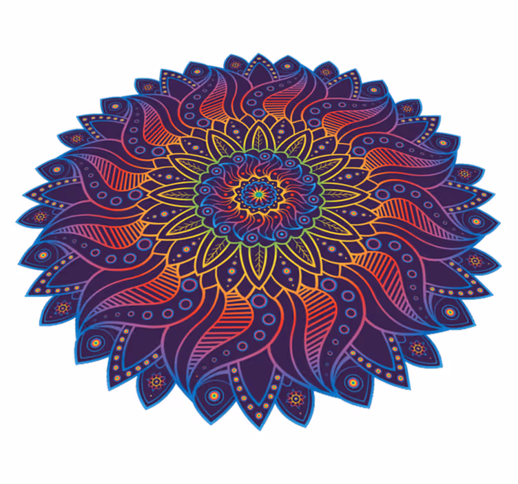 Geometriske vinyl tæppe regnbue mandala - TenStickers