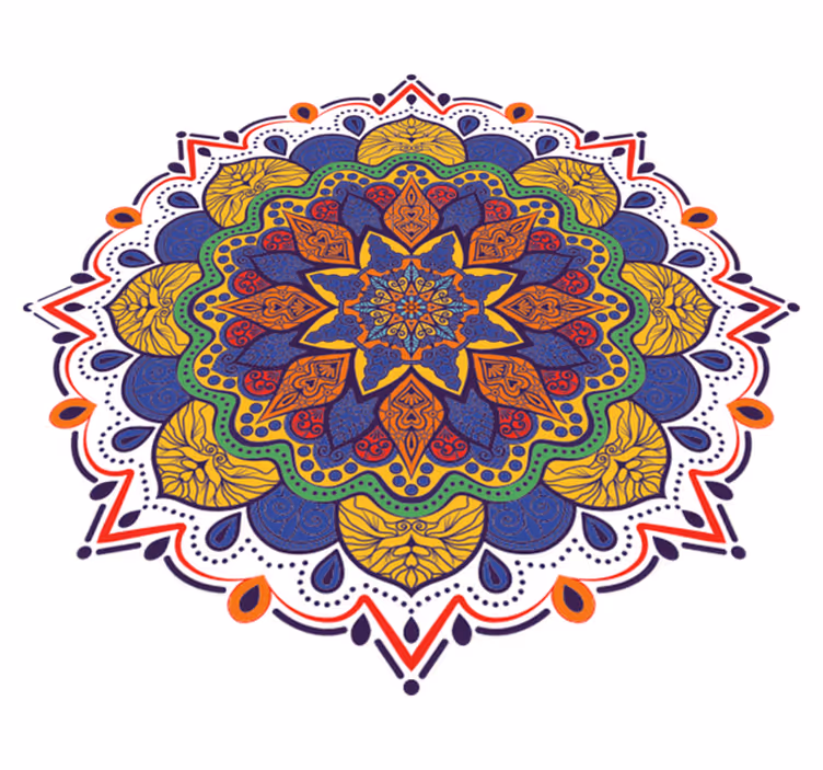 Geometriske vinyl tæppe farverigt blomster mandala - TenStickers