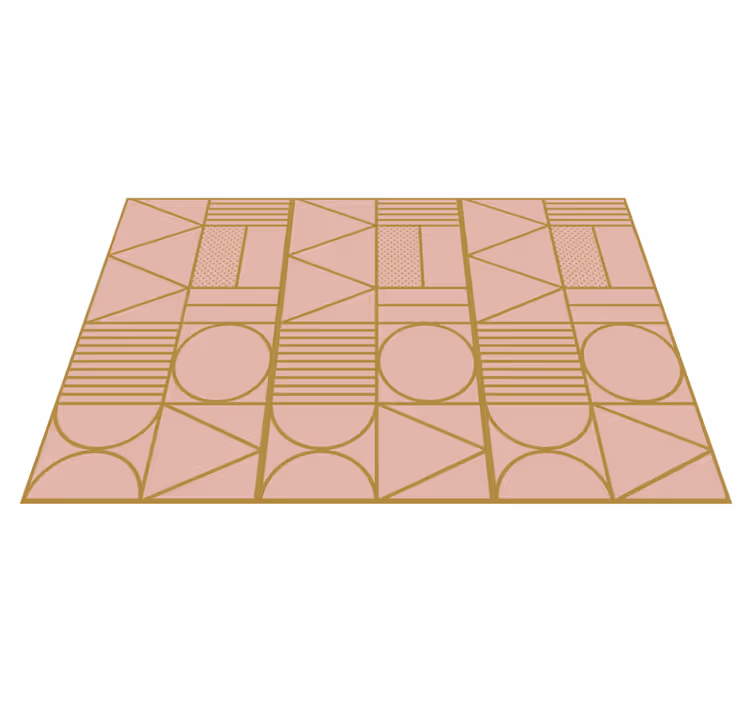 Geometriske vinyl tæppe i guld og pink farver - TenStickers