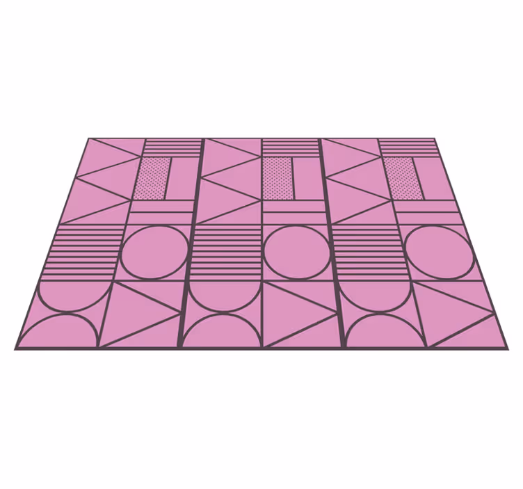 Geometriske vinyl tæppe i pink og grå farveblok - TenStickers