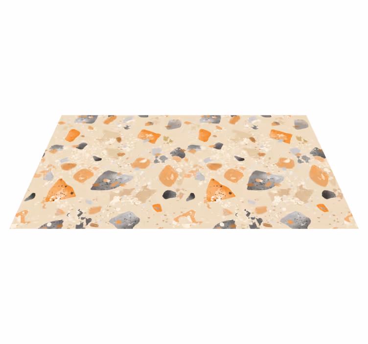 Geometriske vinyl tæppe i monokrom terrazzo mønster - TenStickers