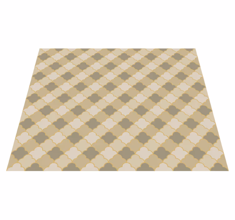 Geometriske vinyl tæppe i beige art deco mønster - TenStickers