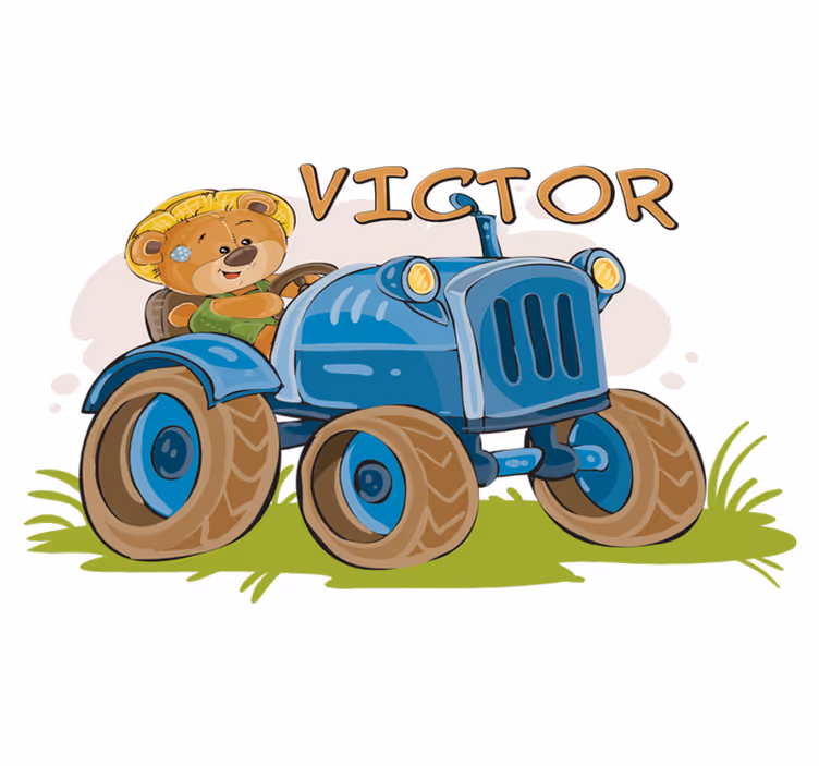 Tæppe til børneværelse med personlig traktor - TenStickers