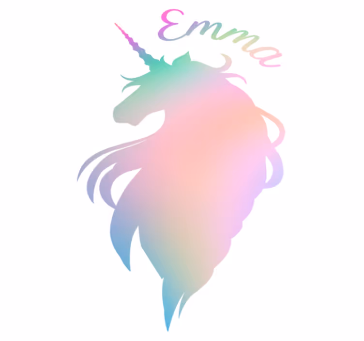 Tæppe til børneværelse med personlig unicorn silhuet - TenStickers