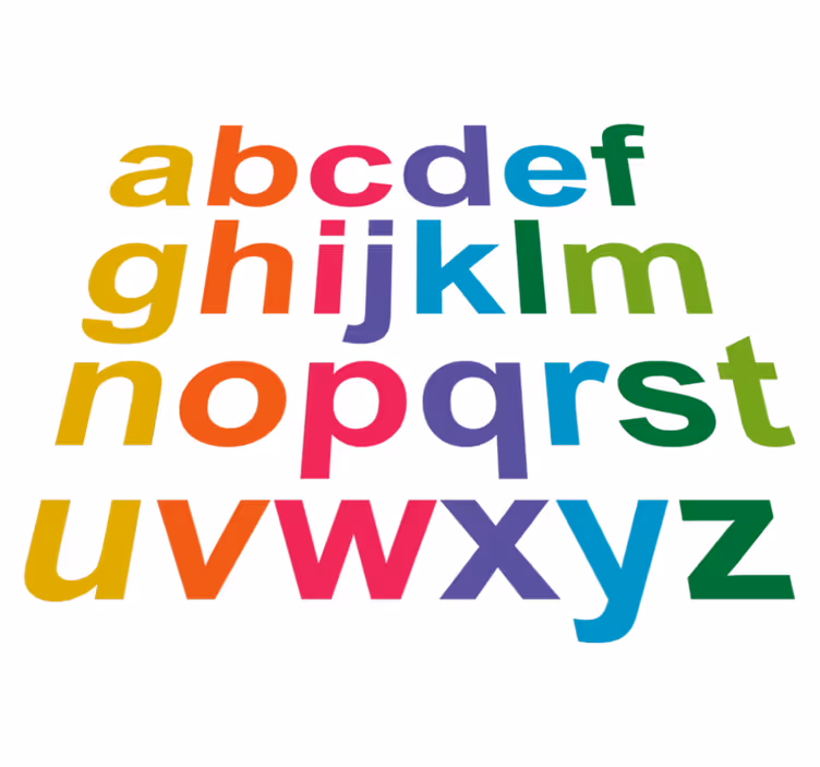 Tæppe til børneværelse med minimalistisk farvealfabet - TenStickers