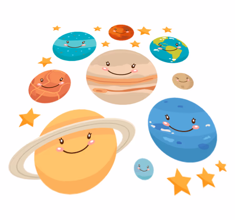 Tæppe til børneværelse med solsystemets planeter - TenStickers