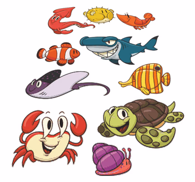 Tæppe til børneværelse med farverige fisk - TenStickers