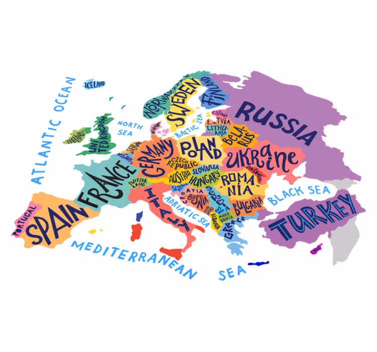 Tæppe til børneværelse europakort til børn - TenStickers
