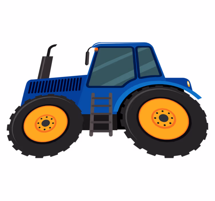 Tæppe til børneværelse blå traktor - TenStickers