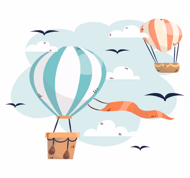 Tæppe til børneværelse med luftballoner og skyer - TenStickers