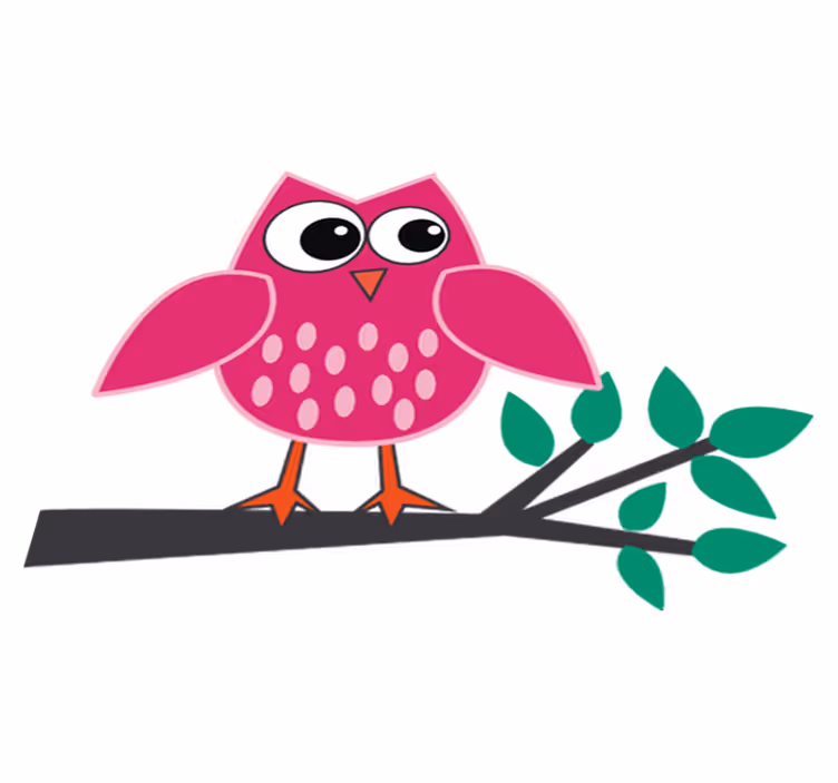 Tæppe til børneværelse med pink ugle på gren - TenStickers
