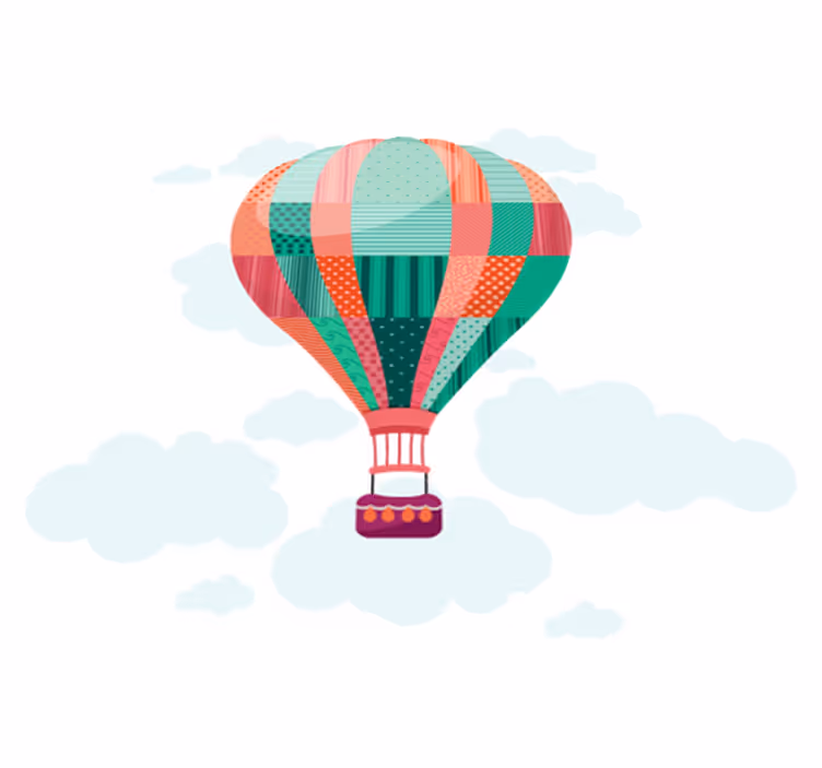 Tæppe til børneværelse med patchwork luftballon - TenStickers