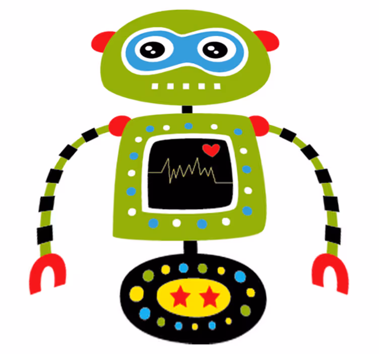 Tæppe til børneværelse grøn robot - TenStickers
