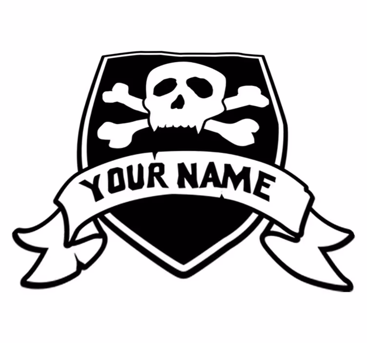 Tæppe til børneværelse med piratskull og navn - TenStickers