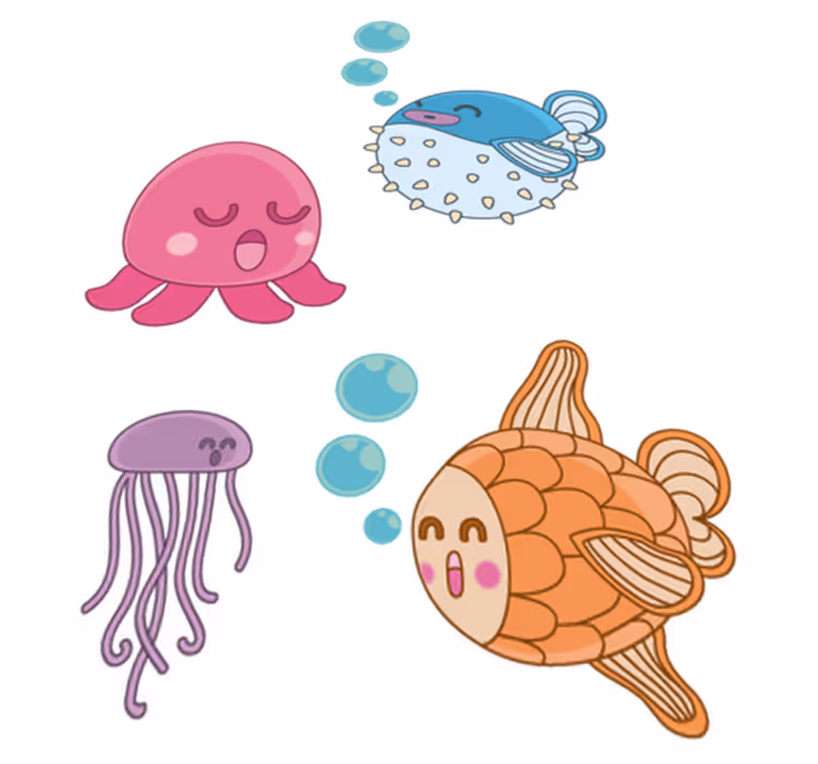 Tæppe til børneværelse med fisk illustrationer - TenStickers