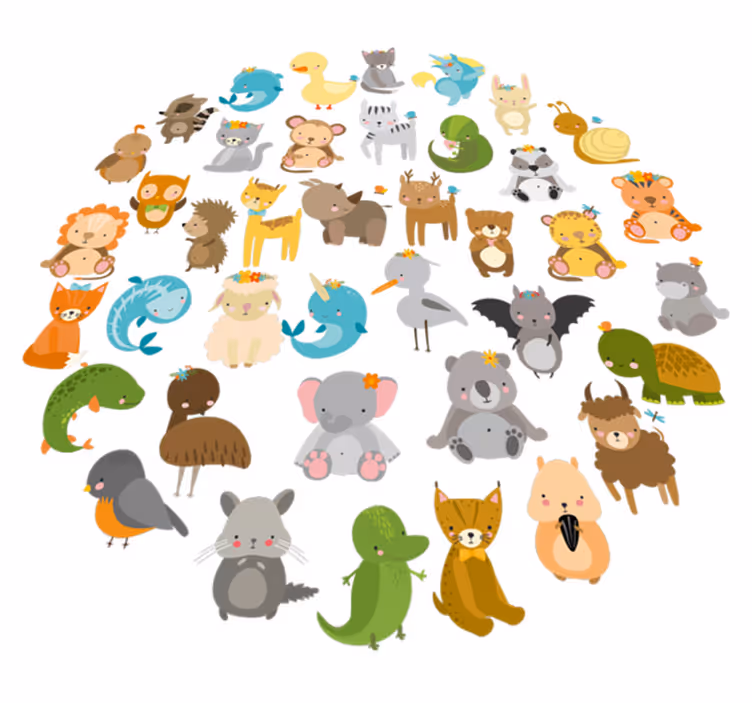 Tæppe til børneværelse med zoo dyr - TenStickers