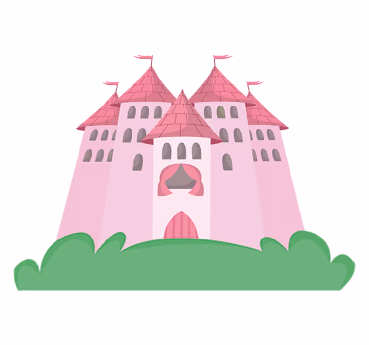 Tæppe til børneværelse slot i pink - TenStickers