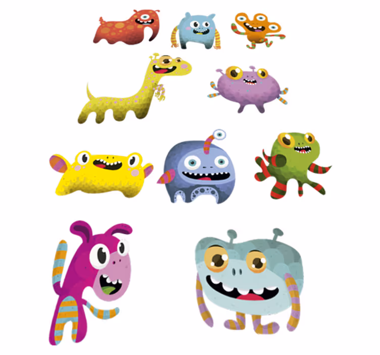 Tæppe til børneværelse med rumvæsener og monstre - TenStickers