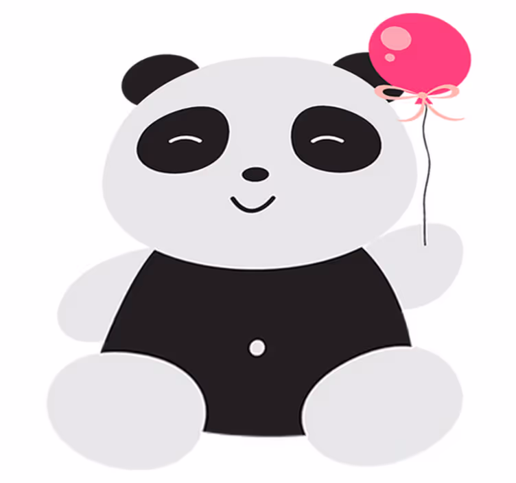 Tæppe til børneværelse panda med lyserød ballon - TenStickers