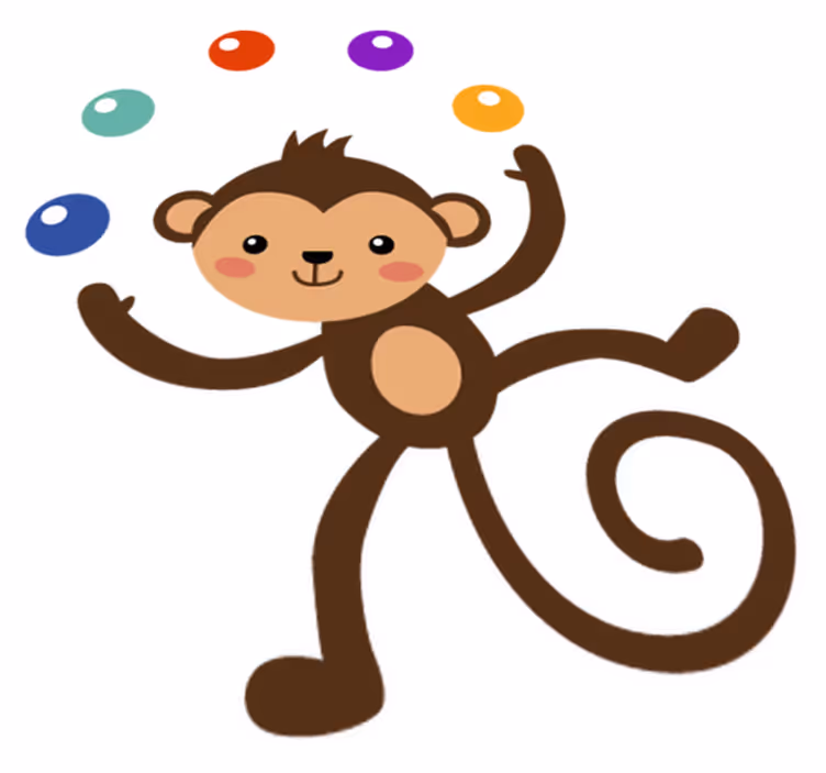 Tæppe til børneværelse med jonglerende abe - TenStickers