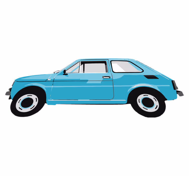 Tæppe til børneværelse blå vintage bil - TenStickers