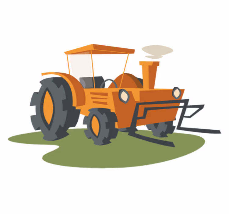 Tæppe til børneværelse med orange traktor - TenStickers