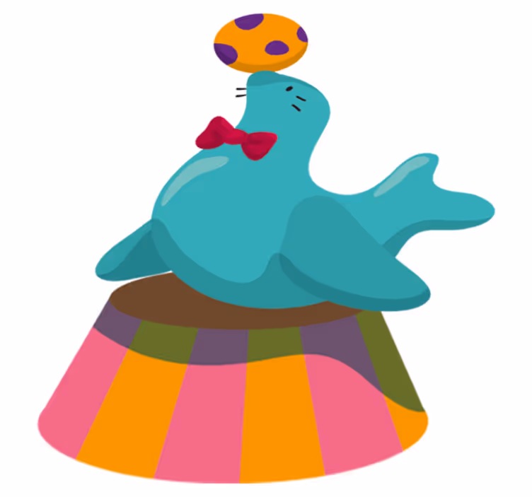 Tæppe til børneværelse cirkus sæl med bold - TenStickers