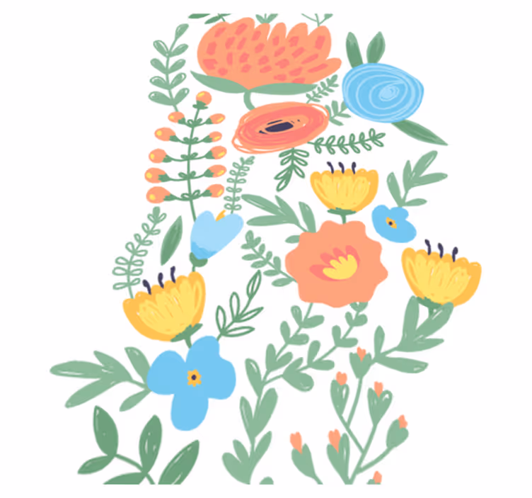 Tæppe til børneværelse med blomsterklistermærker - TenStickers