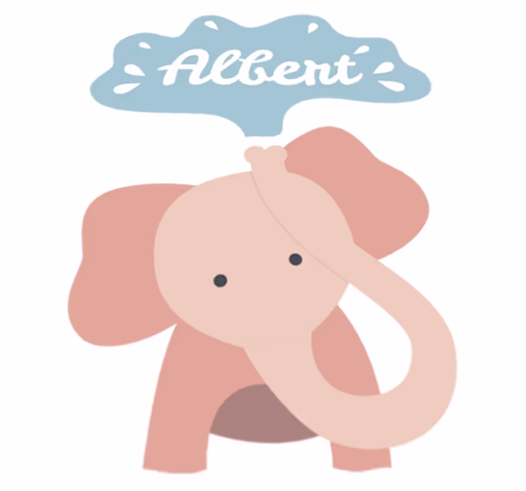 Tæppe til børneværelse med navn på baby elefant - TenStickers