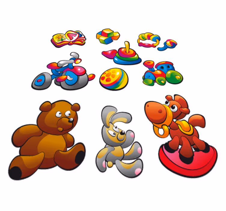 Tæppe til børneværelse med legetøjsstickere - TenStickers