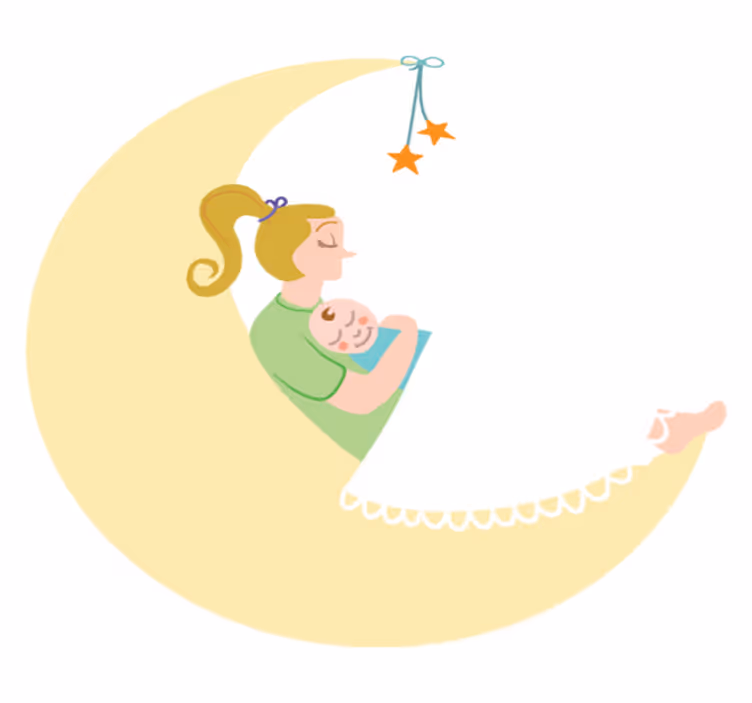 Tæppe til børneværelse mor og baby på månen - TenStickers