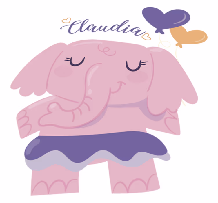 Tæppe til børneværelse med navn på lyserød elefant - TenStickers