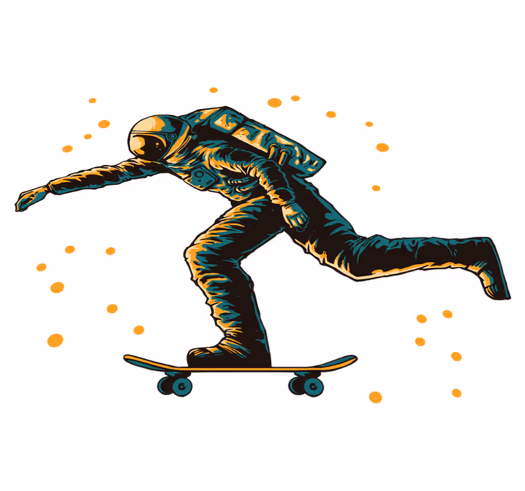Tæppe til børneværelse med astronaut på skateboard - TenStickers