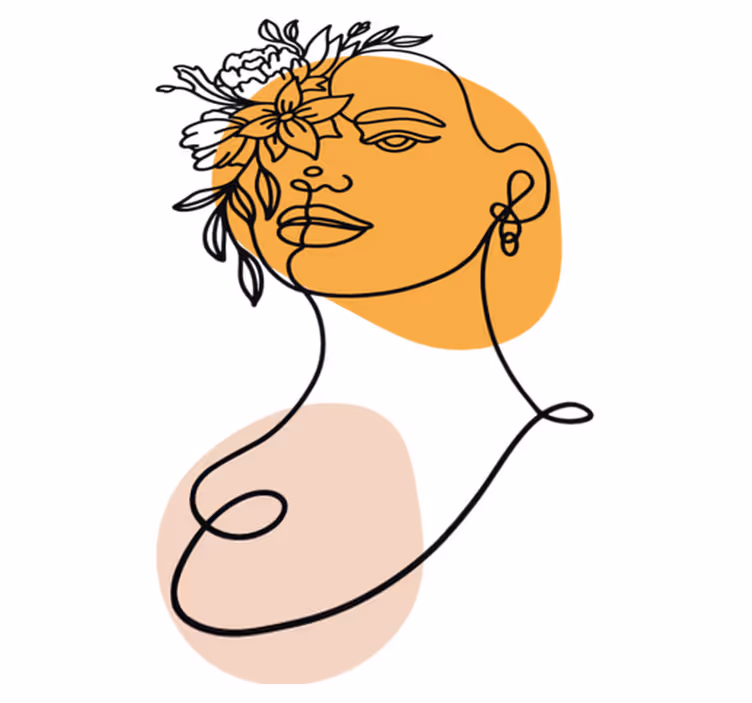 Vinyltæppe til soveværelse minimalistisk kvindeportræt - TenStickers
