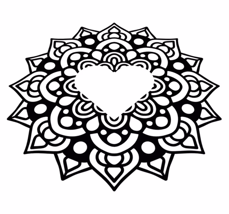 Vinyltæppe til soveværelse med mandala i hjerteramme - TenStickers